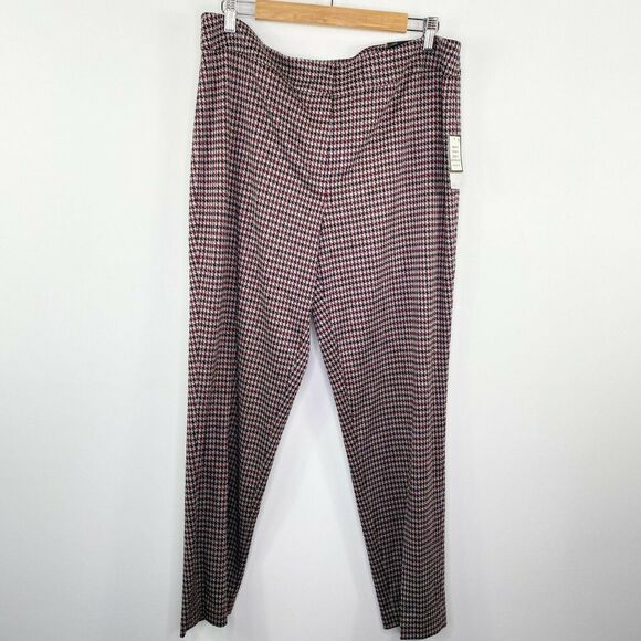 Nine West Womens Slacks Dress Pants Size 14 Houndstooth Career Office NWT Ankle - Picture 1 of 11